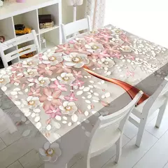 Imagem do 3D Butterfly Flower Printing Toalhas De Mesa Retangulares, Toalha De Mesa Anti-mancha para Mesa, Decoração De Casamento, Mesas De Café, Decoração