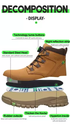 Botas de segurança impermeáveis para homens, Botas de trabalho em aço indestrutível, Anti-Smash, Resistente a facadas, Sapatos de motociclista - loja online