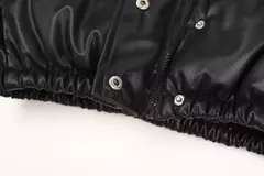 Imagem do Casaco de couro PU feminino, casaco grosso quente, casacos da moda, zíper elegante, jaquetas de couro falso, tops pretos