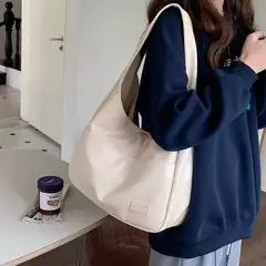 Sacola de grande capacidade feminina, simples e versátil, bolsa de ombro da moda, moda para estudantes e sala de aula, nova - loja online