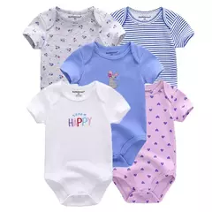 Bodysuits de manga curta para bebê 100% algodão, macios recém-nascidos, roupas infantis, menino e menina, 5 peças, verão - comprar online