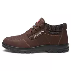 Botas de couro antiderrapante masculinas, tênis de lazer, sapatos de lazer, manter aquecido, algodão, luxo, inverno - loja online
