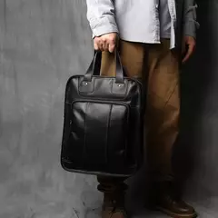 Maleta de couro retrô para homens, couro natural, bolsa vertical, bolsa de ombro casual, mochila masculina, adequada para laptop de 15 ", NZPJ - comprar online