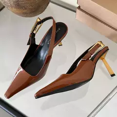 Sandálias femininas de salto alto de dedo apontado, sapatos femininos da moda p