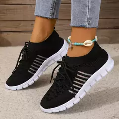 Imagem do Tênis casual feminino, confortável e respirável, sapato de plataforma versátil com cordões, moda verão, 2024