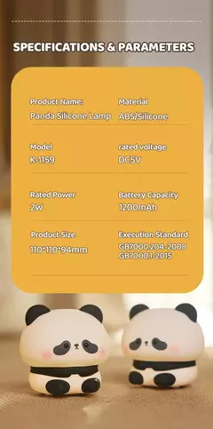 Panda led night light bonito silicone night light usb recarregável toque noite lâmpada quarto cronometragem decoração presente das crianças - Wolf Magazine