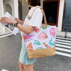 Bolsa de lona dobrável para mulheres, impressão de flores, grafite, bolsa de ombro, casual, tamanho grande, moda feminina