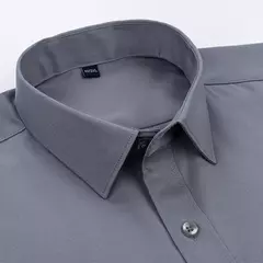 Camisa de negócios de cor sólida masculina, Moda formal, Fino, Clássico, Básico, Casual, Fino, Branco, Manga comprida, Social, Roupas de marca, Novo - loja online