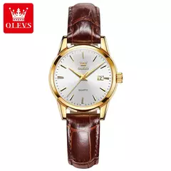 OLEVS-Relógio de quartzo de couro impermeável feminino, relógio de pulso respirável, marca top, luxo - comprar online