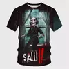 Homens e mulheres 3D Saw Horror Print Camisetas, Streetwear extragrande, camiseta de manga curta, tops com o pescoço, camisetas infantis, roupas de moda verão