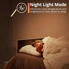 Dimmable LED Lâmpada de Assoalho com Controle Remoto Temporizador, Standing Gooseneck Luz para Sala de Leitura, 3 Cores, 5 Níveis - Wolf Magazine