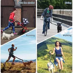 Coleira de cintura para corrida de cachorro, coleira de nylon para animais de estimação com bolsa de cintura, cinto elástico retrátil, corda de tração para cães, fivela de cinto reflexiva - comprar online
