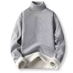 Pulôver de gola alta masculino, gola alta, velo, quente, slim fit, suéter casual, jumper monocromático, tendência de inverno, 4XL