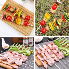 Espeto De Churrasco De Aço Inoxidável, Kebab Reutilizável, Vara De Ferro Para Acampamento Ao Ar Livre, Ferramentas De Piquenique, Cozinhar Ferramentas, 35cm, 50Pcs na internet