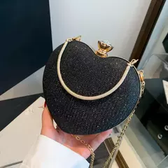 Bolsa de metal brilhante em forma de coração para mulheres, bolsa de ombro, bolsa crossbody, corrente, luxo, senhora, moda - Wolf Magazine