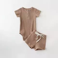 Imagem do 2 pçs verão bebê menino conjuntos de roupas manga curta bodysuit + shorts moda roupas de bebê recém-nascido