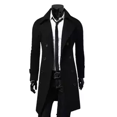 Casaco trespassado duplo masculino, jaqueta justa, monocromática, mistura de lã, moda casual, alta qualidade, novo, inverno, 2023 - comprar online