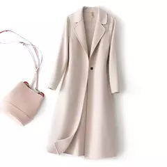 2023 elegante simples casaco feminino outono e inverno novo um botão pura lã reversível casaco de lã longo selvagem top das mulheres