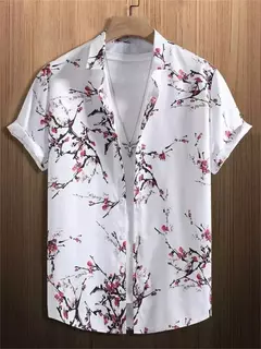 Camisa de praia de manga curta masculina, estampada flores 3D, tops respiráveis, festa ao ar livre, verão, novo, S-5XL, 2022 - Wolf Magazine