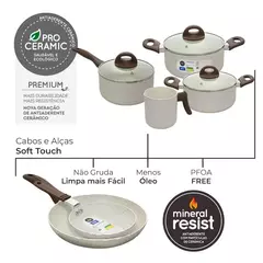 Jogo de Panelas Ceramic Life Smart Plus Vanilla 6 peças Brinox - loja online
