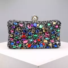 Imagem do Sacos de noite completos dos diamantes, flor acrílica, embreagem dos strass, pérola do metal, baile luxuoso, bolsas do jantar do casamento