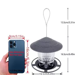 Imagem do Alimentador de pássaros automático, ferramenta de alimentação para pés, alimentador de pássaros ao ar livre, porca suspensa, suporte dispensador de vários furos, recipiente de alimentos