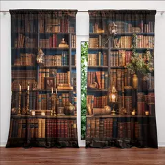 Idade Média Cortina impressa para Home Decor, tratamento janela de bolso, quarto, escritório, cozinha, sala de estar, haste, 2pcs na internet