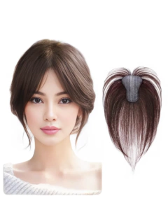 Não há necessidade de clipe de cabelo humano toppers gancho e laço pasta mágica invisível 3d franja de ar para mulheres centro separação postiços remendos