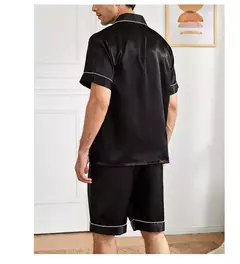 Conjunto de pijamas de manga curta masculino, camisa e shorts de botão, pijamas, bolsos, roupa de verão - comprar online