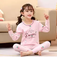 Pijama infantil de manga comprida, pijama de algodão, roupa de bebê menina, pijama infantil, criança, menina, criança, 3-14 anos, inverno