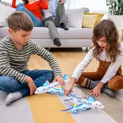 Imagem do Brinquedo eletrônico do avião com música, piloto automático Flash Sound Aircraft, avião de rotação automática, presente educativo para crianças