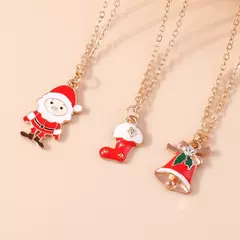 Imagem do Aihua 3pcs4pcs Colares de Natal Esmalte Árvore de Natal Sino Santa Floco de Neve Colar Pingentes para Mulheres Presentes Conjunto de Jóias da Moda