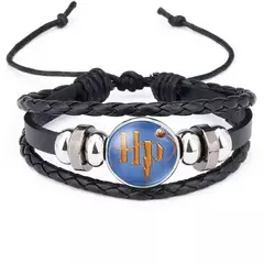 Harri potter pulseiras de couro com contas brinquedos hogwarts slytherin grifinória distintivo pomo mortos da morte 93/4 pulseira presentes brinquedos - loja online