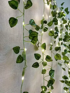 Imagem do Green Leaf Ivy Vine com luzes LED String, Guirlanda para casa, Decoração do quarto, Wedding Glowing, Planta artificial, 2m