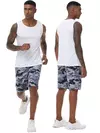 Calções esportivos de camuflagem casual masculino, calças esportivas para acampar, correr, basquete, correr, verão