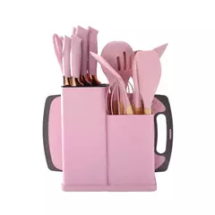 Imagem do Utensílios De Cozinha De Silicone Com Balde De Armazenamento, Ferramentas De Cozinha, Espátula De Cozinha, Combinação De Faca, 19 Peças