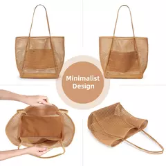 Malha sacola para as mulheres, bolsa de ombro, dobrável, casual, para praia, férias, hobo, max 23l - Wolf Magazine