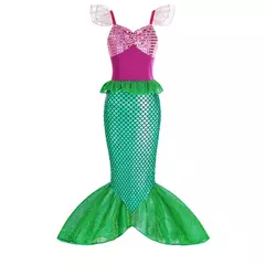Sereia vestido de festa de aniversário verão menina sereia traje carnaval anime cosplay outfits 2-10 anos crianças fantasia disfarce vestido de baile na internet