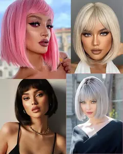 Peruca Bob Marrom, peruca curta Bob de 11 polegadas, peruca substituta sintética, adequada para festas, banquetes, festivais - loja online