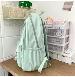 Mochila de grande capacidade para estudante, bolsa simples e versátil para menina, material poliéster unissex, decoração de boneca japonesa - Wolf Magazine