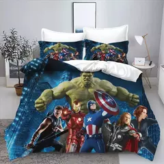 Imagem do Conjunto de cama Disney Marvel Os Vingadores, Roupa de cama infantil, Anime Cartoon, Capa de edredão e fronha