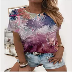 Camiseta explosiva estampada em girassol 3D para mulheres, gola redonda, fosca, flor, moda, novo produto, 2024 - Wolf Magazine
