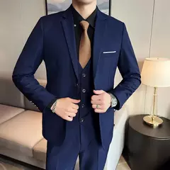 Imagem do Terno de casamento casual de negócios masculino, conjunto de 3 peças, colete e calças masculinas bonitas de banquete, alta qualidade, nova moda, R$ 2020