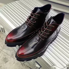 Botas de couro italiano para homens, botas de motocicleta de plataforma alta marca de luxo, sapatos de neve inverno na internet