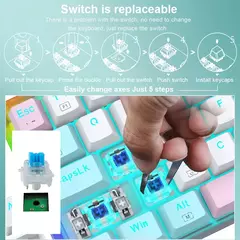E-YOOSO Z11T USB com fio, teclado de jogos mecânico, azul, vermelho, chave 61 teclas, gamer, russo, brasileiro, português para computador portátil - comprar online