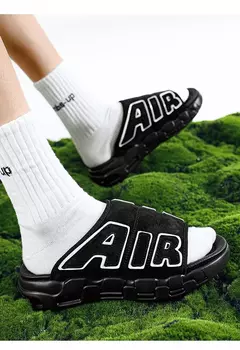 Chinelos esportivos antiderrapantes masculinos, chinelos com design de almofada de ar, escorregador macio, verão, novo na internet