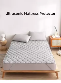 Tampa ultrassônica do protetor do colchão, almofada lavável da cama com faixa elástica - comprar online