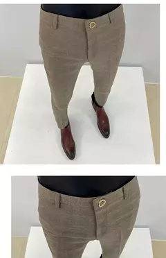 Homens terno calças calças formais pantalone hombre estiramento fino cor sólida vestido casual calças de comprimento total moda novas roupas masculinas - comprar online