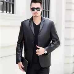 Blazers e ternos de couro masculinos, jaqueta marrom de alta qualidade, casacos de negócios, moda Premium, 2024 - loja online