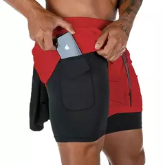 Running Shorts Men Sportswear 2 In 1 Compression Jogging Short Pants Double-deck Bottoms Gym Fitness Training Sport Shorts - loja online
